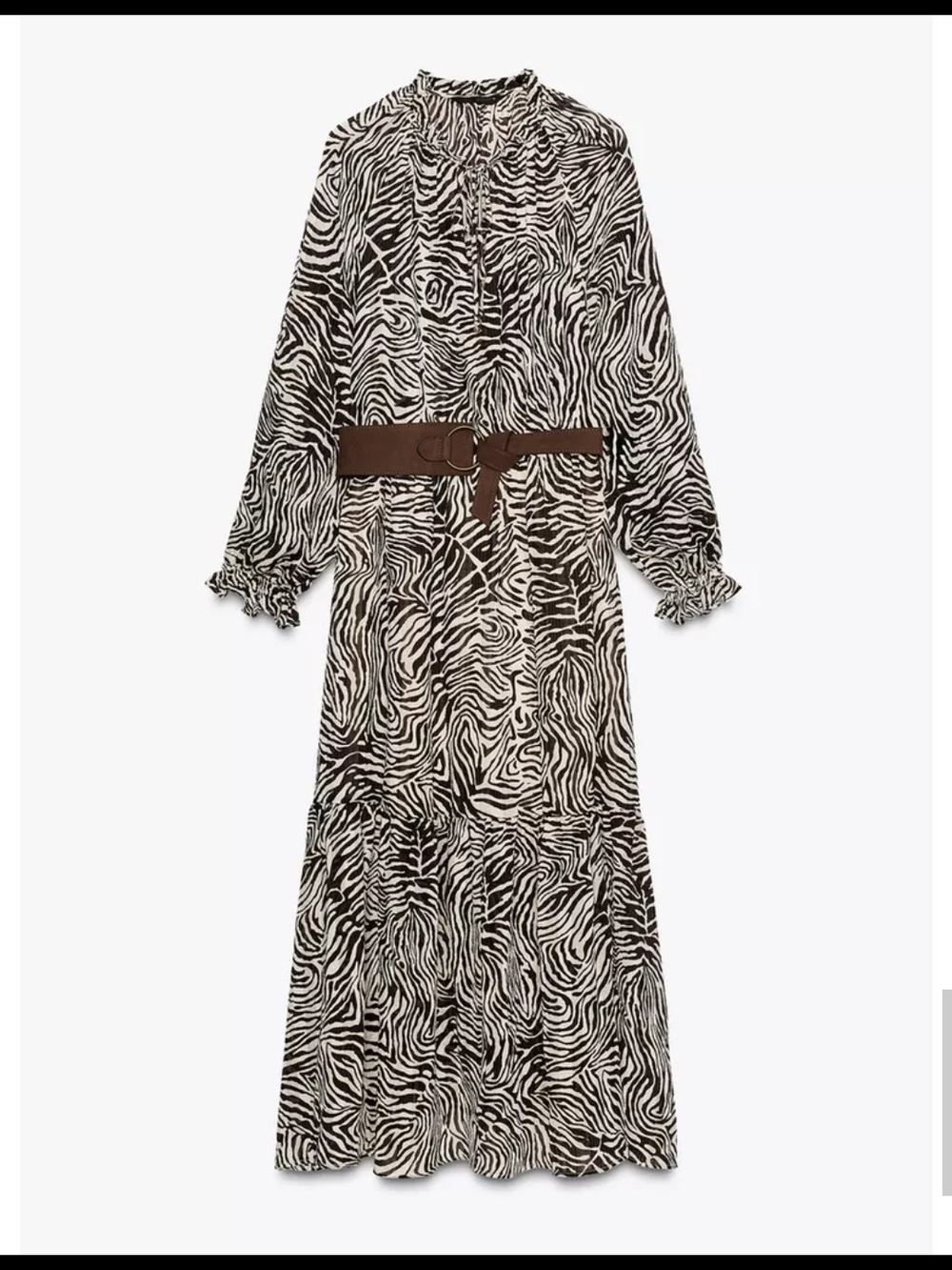 Zara Zebra-Print Maxi Dress in Cream & Black - Picture 7 of 8
